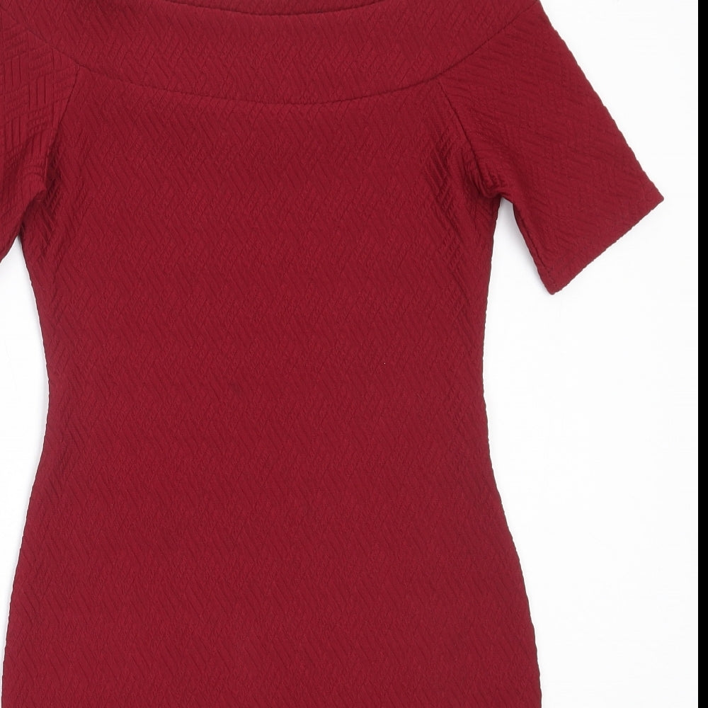 New Look Womens Red  Polyester Bodycon  Size 8  Off the Shoulder