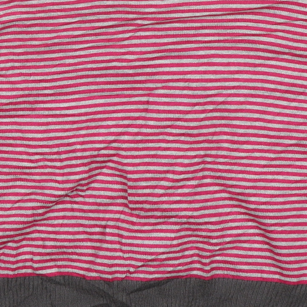 New Look Womens Multicoloured Round Neck Striped Acrylic Cardigan Jumper Size 14
