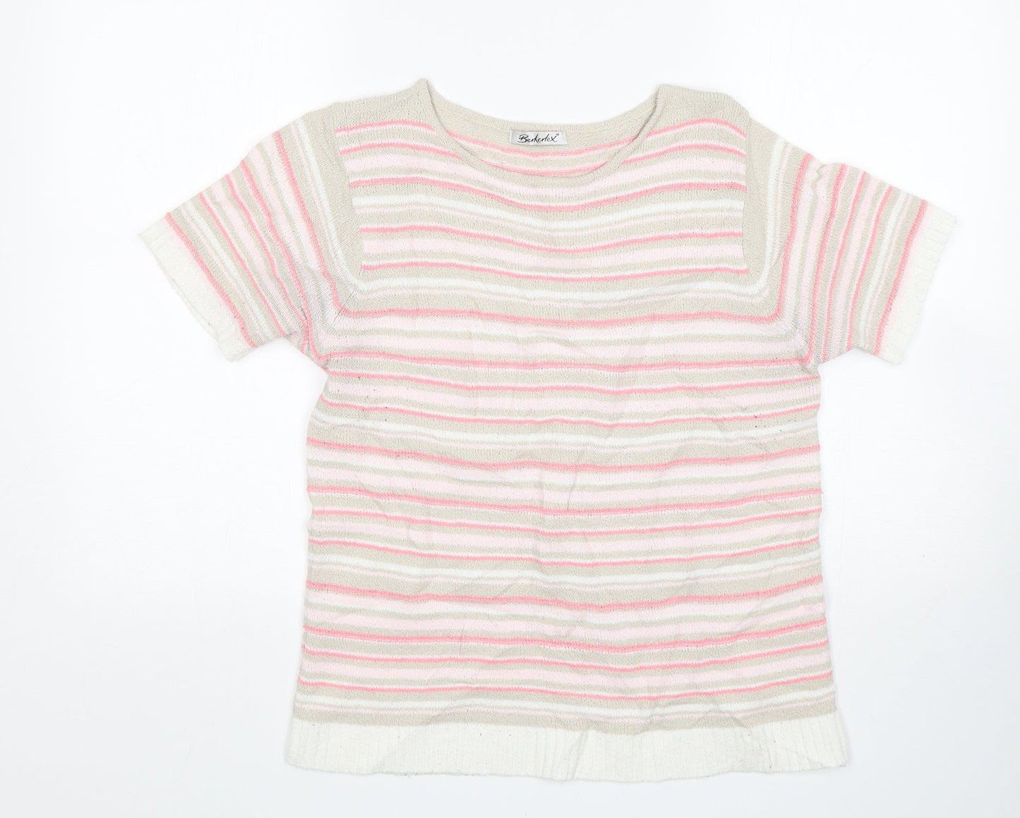Berkertex Womens Multicoloured Round Neck Striped Acrylic Pullover Jumper Size 14