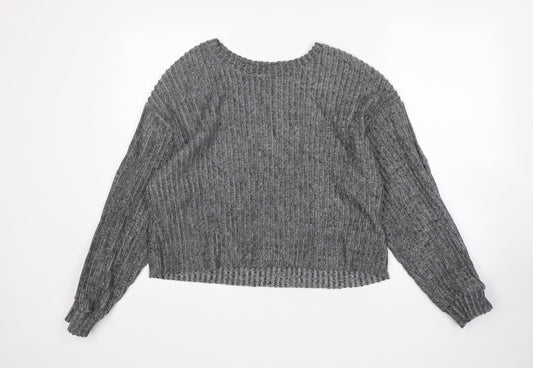 Zara Womens Grey Round Neck   Pullover Jumper Size S