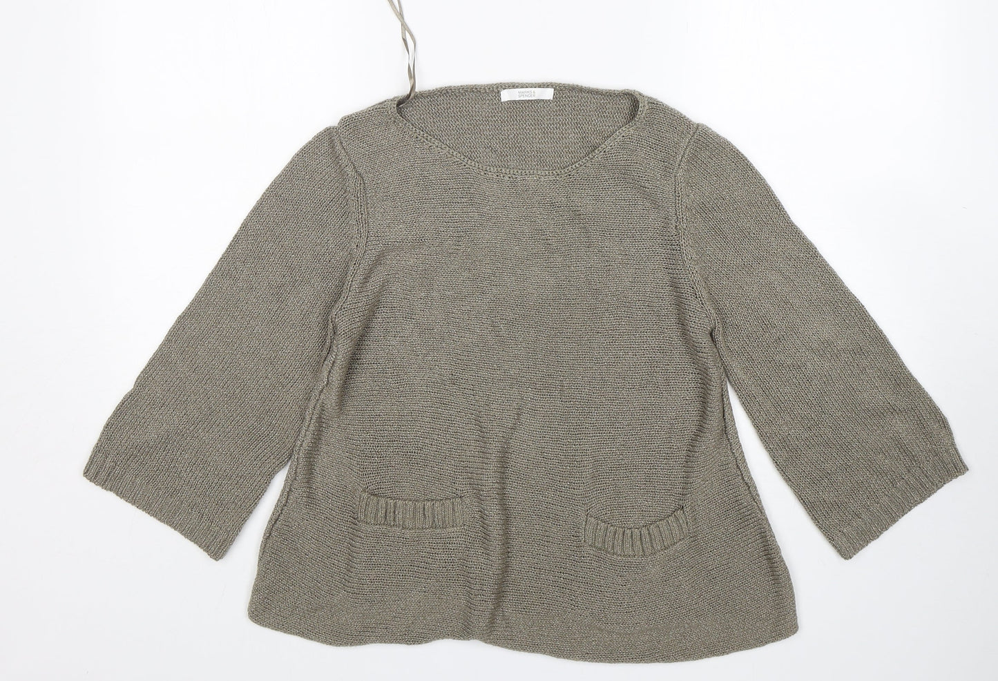 M&S Womens Brown Round Neck  Acrylic Pullover Jumper Size 14