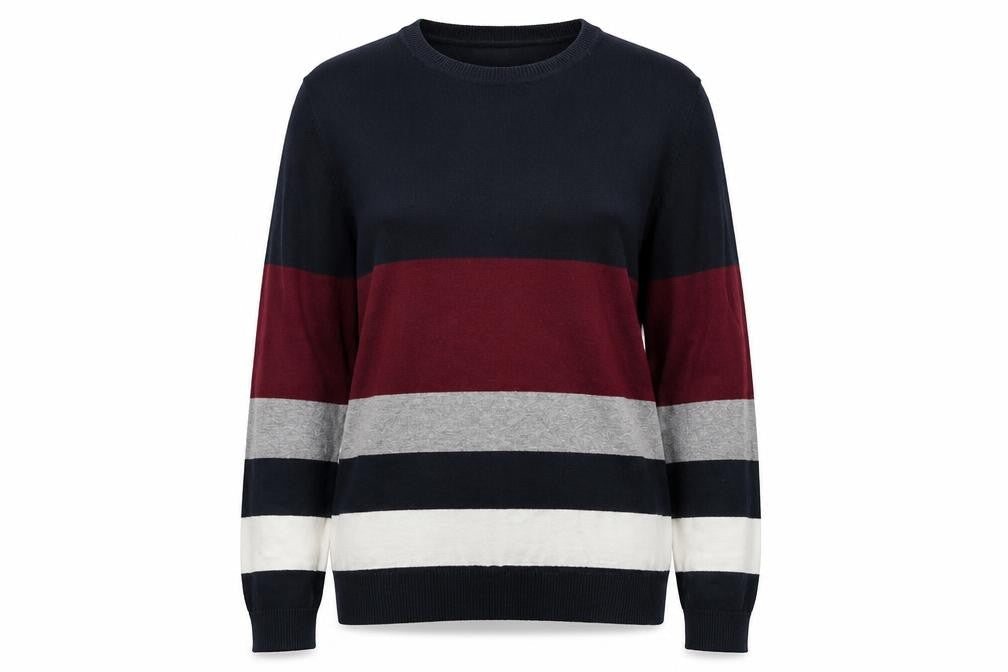 Dorothy Perkins Womens Multicoloured Round Neck Striped Cotton Pullover Jumper Size 16