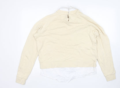 Next Womens Beige Collared  Cotton Pullover Jumper Size M