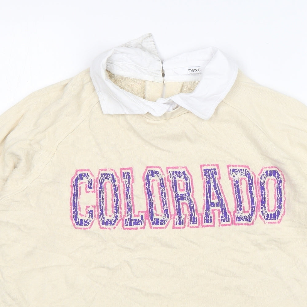 NEXT Womens Beige Collared  Cotton Pullover Jumper Size M