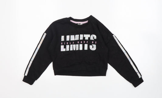 Pep&Co Girls Black  Cotton Pullover Sweatshirt Size 6-7 Years