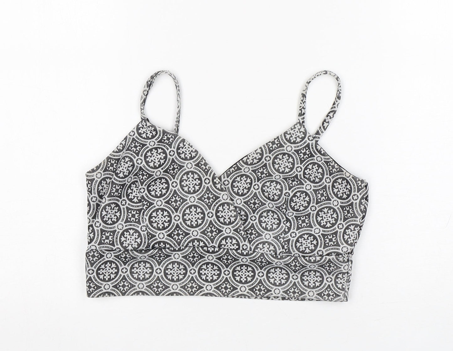Select Womens Multicoloured Geometric Polyester Cropped Tank Size 6 V-Neck - bra top