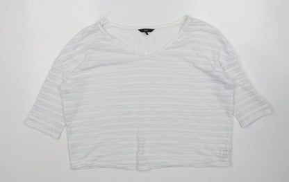 Next Womens White V-Neck  Polyester Pullover Jumper Size 12