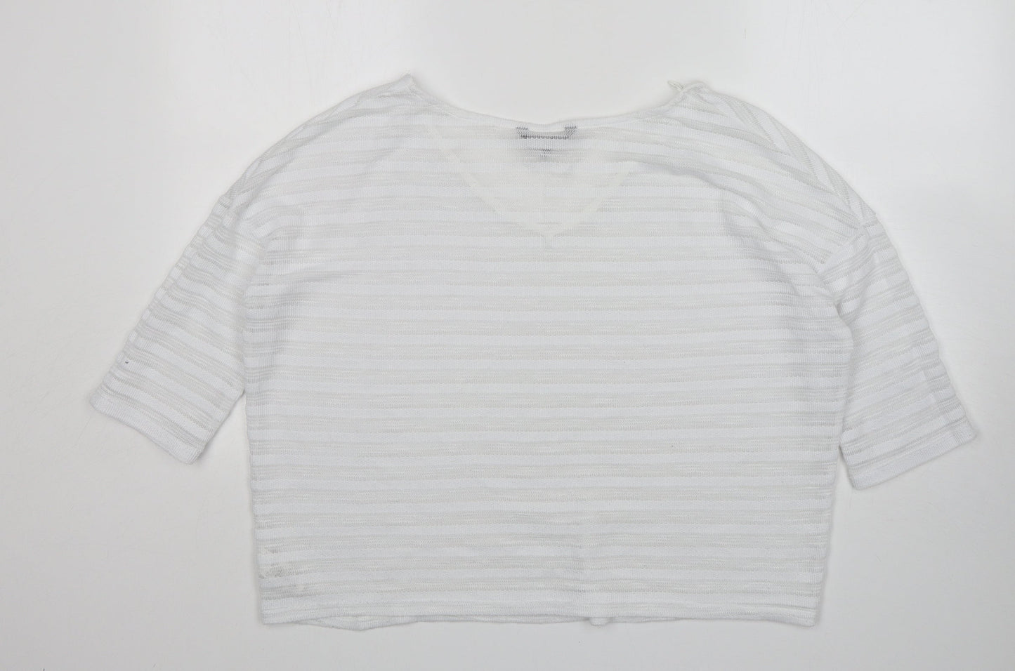 NEXT Womens White V-Neck  Polyester Pullover Jumper Size 12