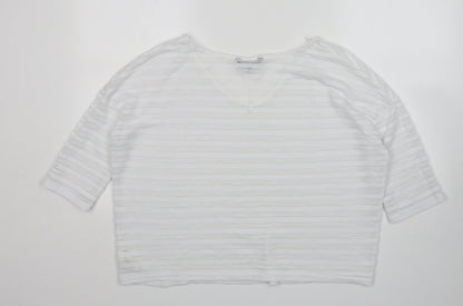 Next Womens White V-Neck  Polyester Pullover Jumper Size 12