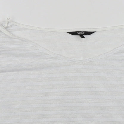 Next Womens White V-Neck  Polyester Pullover Jumper Size 12