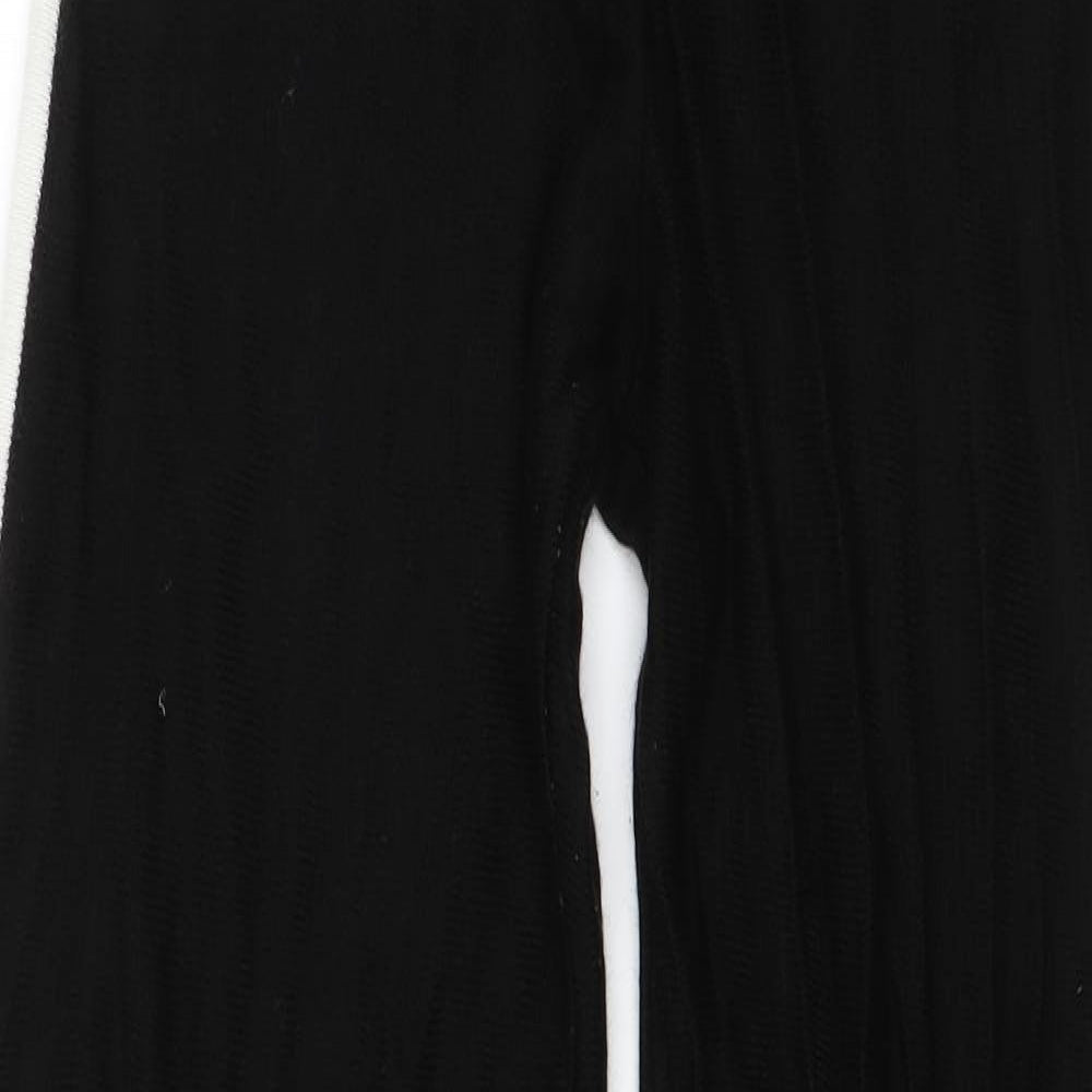 Preworn Womens Black Striped Acrylic Jogger Trousers Size M L30 in Regular