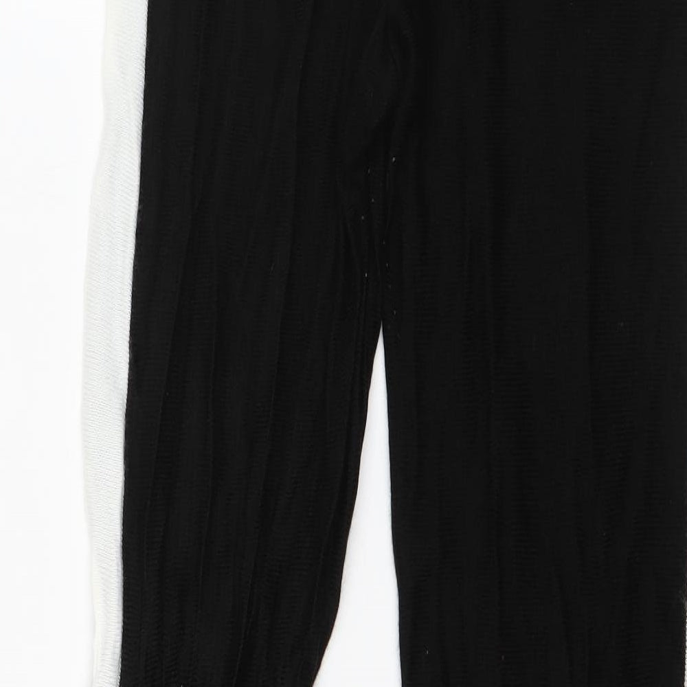 Preworn Womens Black Striped Acrylic Jogger Trousers Size M L30 in Regular