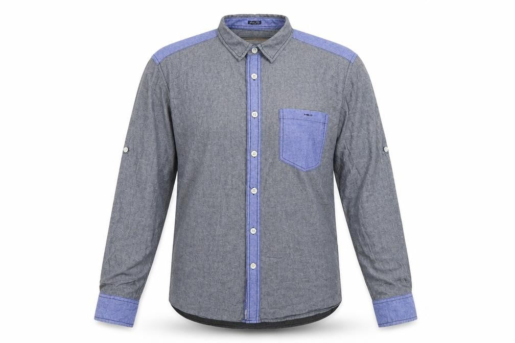 Soul Star Mens Grey  Cotton  Button-Up Size L Collared Button
