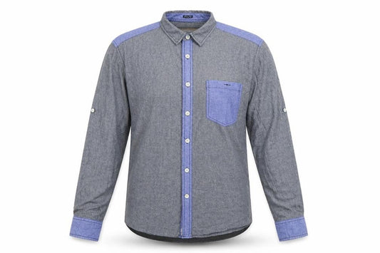 Soul Star Mens Grey  Cotton  Button-Up Size L Collared Button