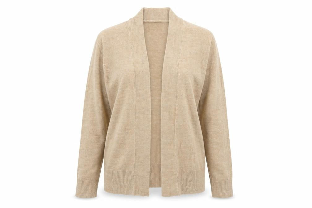 Marks & Spencer Womens Beige V-Neck  Acrylic Cardigan Jumper Size M