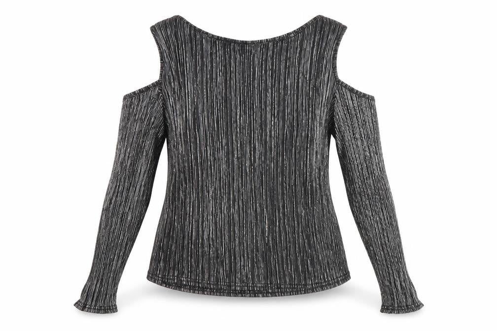 Parisian Womens Silver  Polyester Basic T-Shirt Size 14 Boat Neck - Pleated
