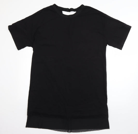 Sparkle & Fade Womens Black  Cotton T-Shirt Dress  Size M  Round Neck Pullover