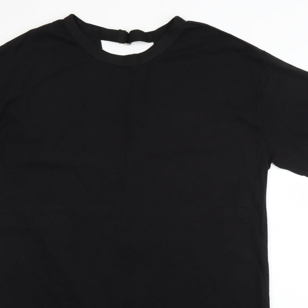 Sparkle & Fade Womens Black  Cotton T-Shirt Dress  Size M  Round Neck Pullover