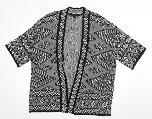 Atmosphere Womens Black V-Neck Geometric Acrylic Cardigan Jumper Size M