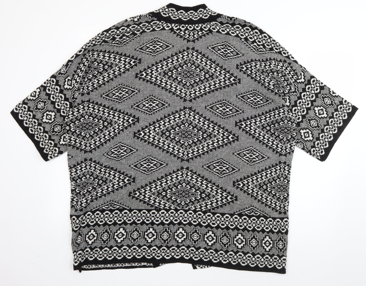 Atmosphere Womens Black V-Neck Geometric Acrylic Cardigan Jumper Size M