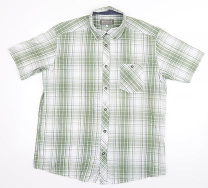 Originals Mens Green Plaid Cotton  Button-Up Size L Collared Button