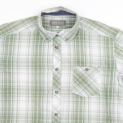 Originals Mens Green Plaid Cotton  Button-Up Size L Collared Button