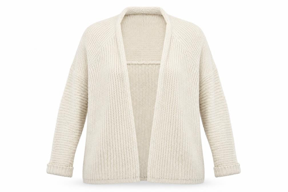 F&F Womens Ivory V-Neck  Acrylic Cardigan Jumper Size 12