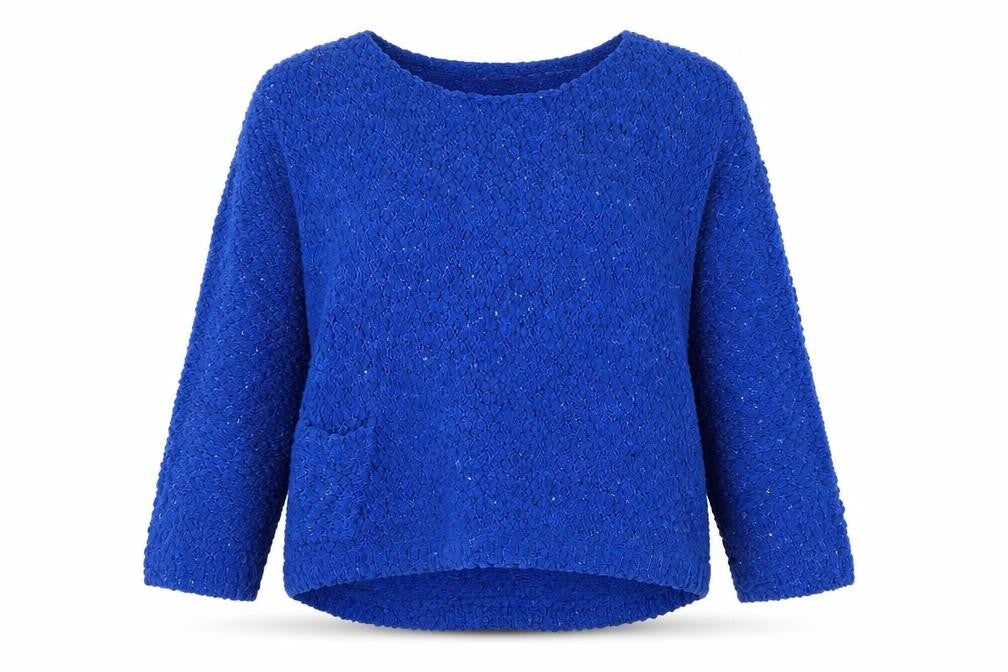Miss Line Womens Blue Scoop Neck  Wool Pullover Jumper Size L