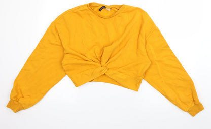 H&M Womens Orange  Cotton Pullover Sweatshirt Size M  Pullover - knot detail