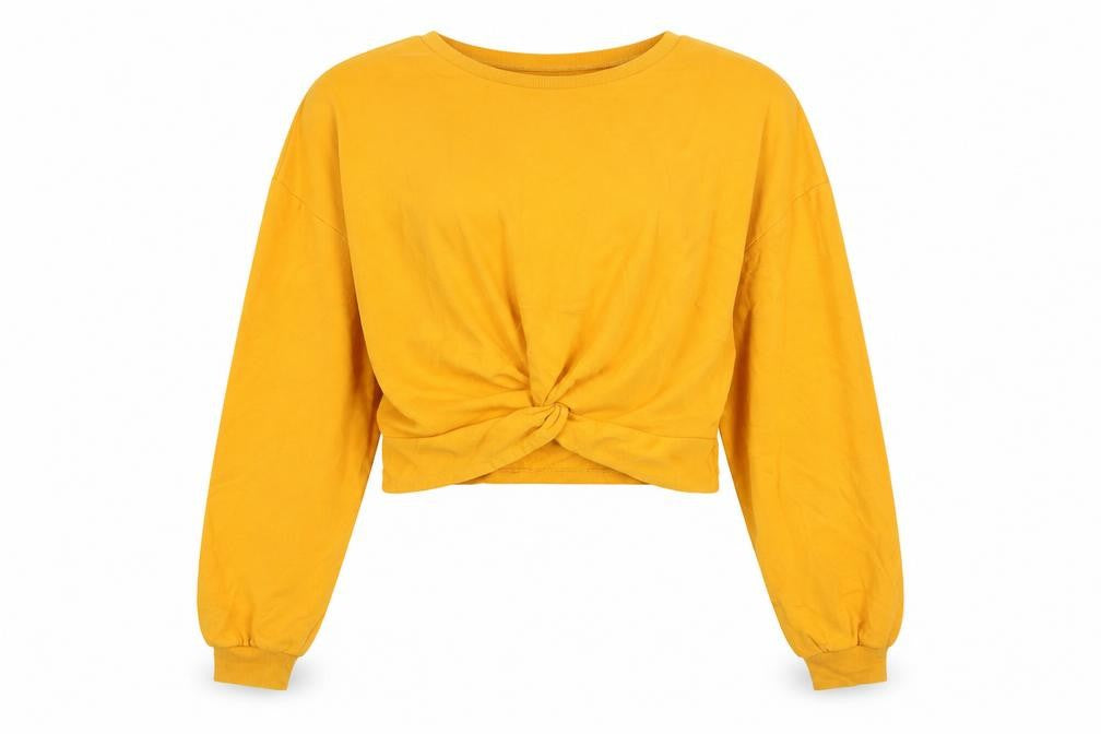 H&M Womens Orange  Cotton Pullover Sweatshirt Size M  Pullover - knot detail