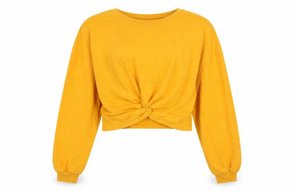 H&M Womens Orange  Cotton Pullover Sweatshirt Size M  Pullover - knot detail