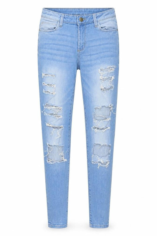 Denim & Co. Womens Blue  Cotton Skinny Jeans Size 8 L28 in Regular Button