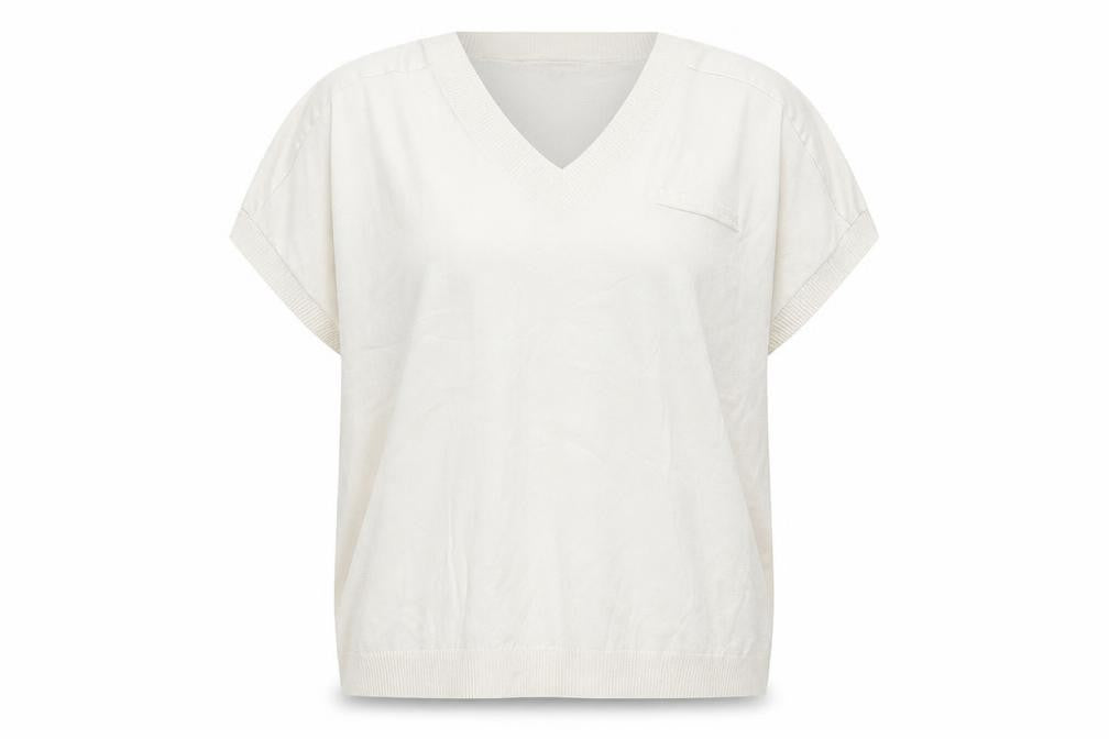 NEXT Womens White V-Neck  Viscose Pullover Jumper Size L