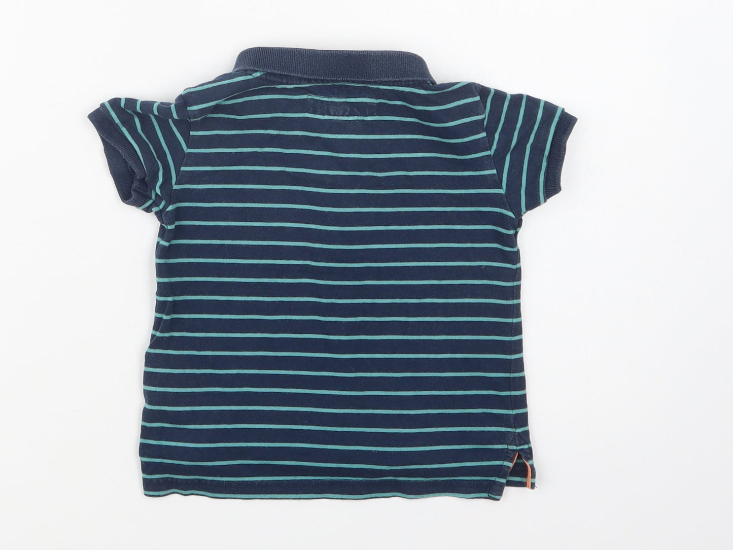 H&M Baby Green Striped Cotton Basic Polo Size 9-12 Months Collared Button