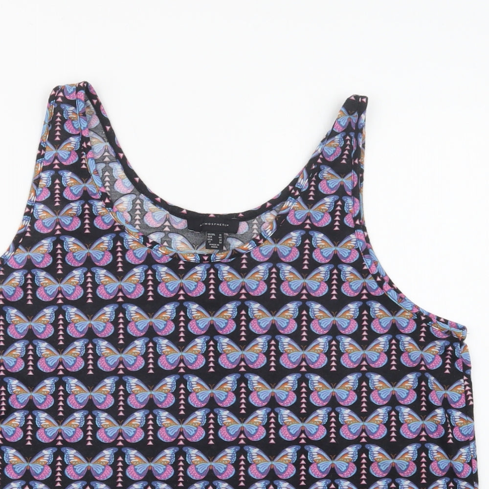 Primark Womens Black Geometric Polyester Basic Tank Size 18 Scoop Neck - Butterfly Print