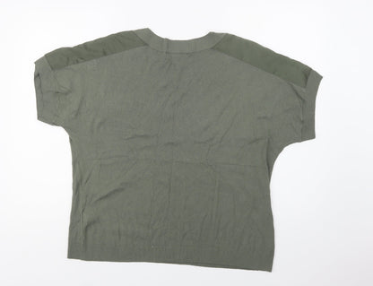 Next Womens Green V-Neck  Viscose Pullover Jumper Size L