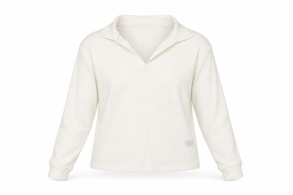 SheIn Womens White Collared  Polyester Pullover Jumper Size L