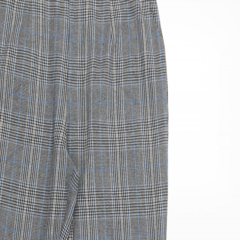 PRETTYLITTLETHING Womens Gold Check Polyester Dress Pants Trousers Size 10 L30 in Regular Zip