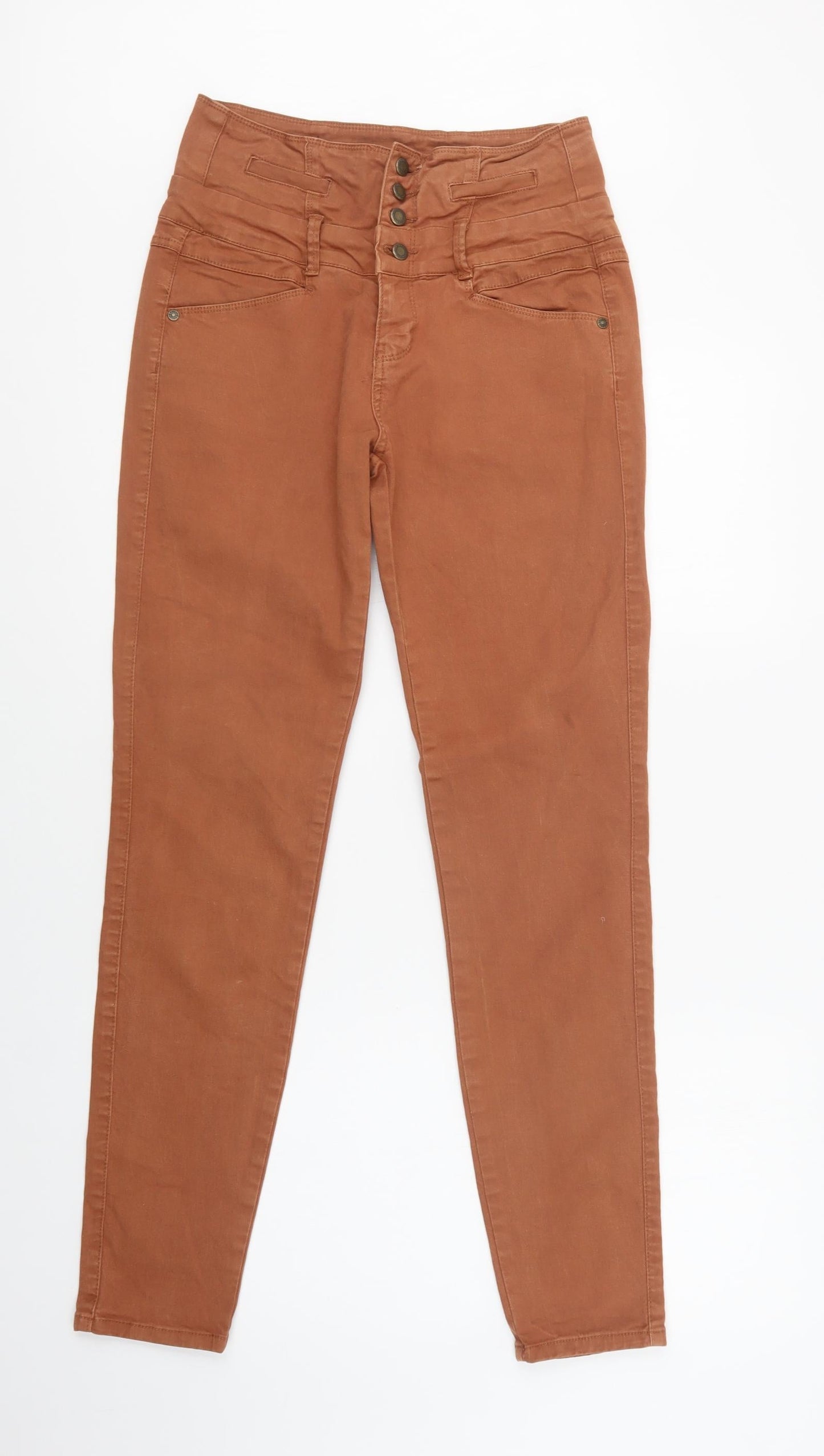 Yes Yes Womens Brown  Cotton Skinny Jeans Size 10 L32 in Regular Button