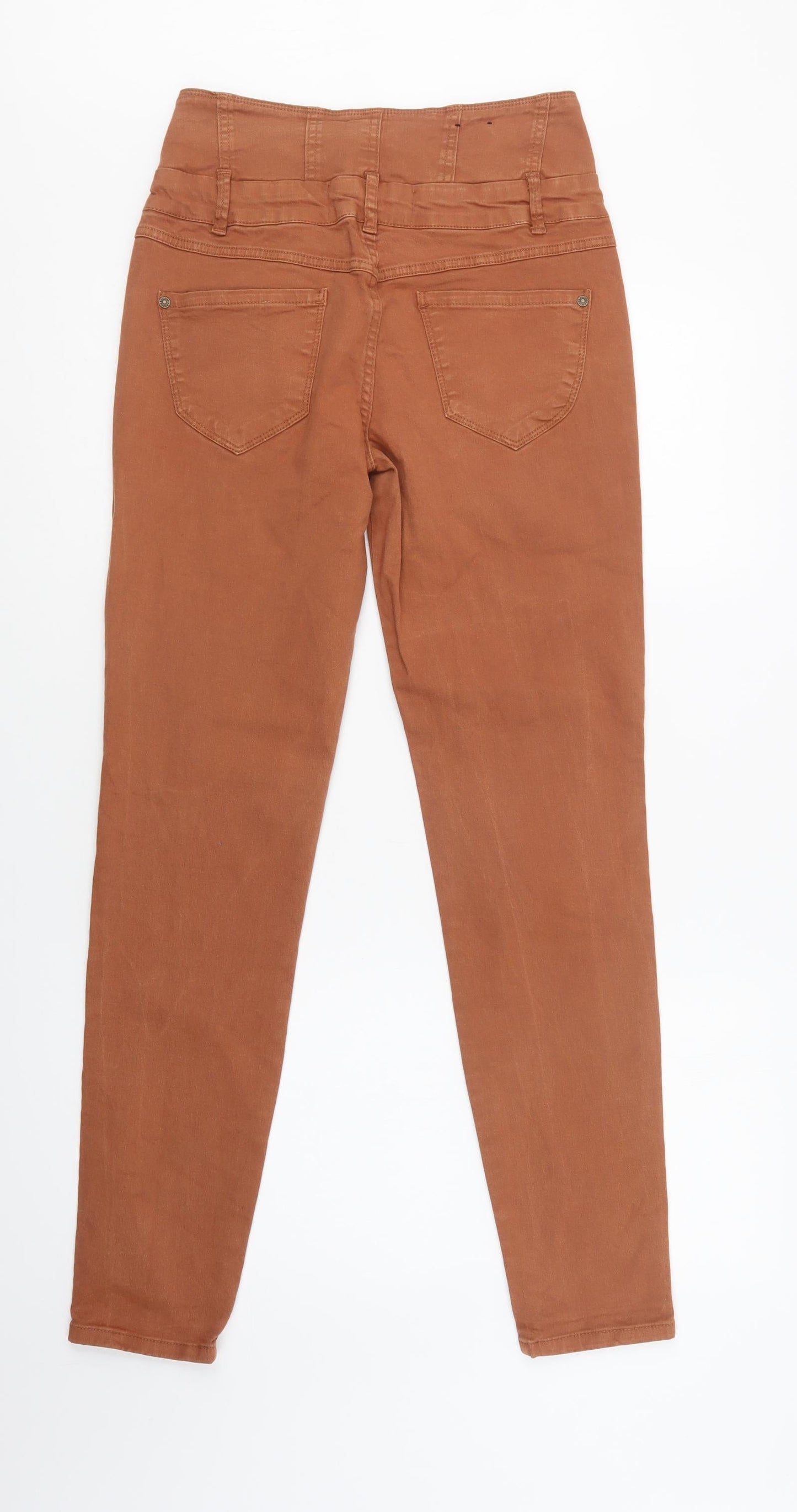 Yes Yes Womens Brown  Cotton Skinny Jeans Size 10 L32 in Regular Button