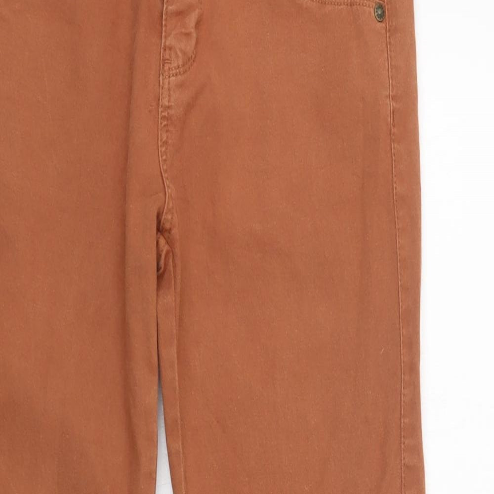 Yes Yes Womens Brown  Cotton Skinny Jeans Size 10 L32 in Regular Button