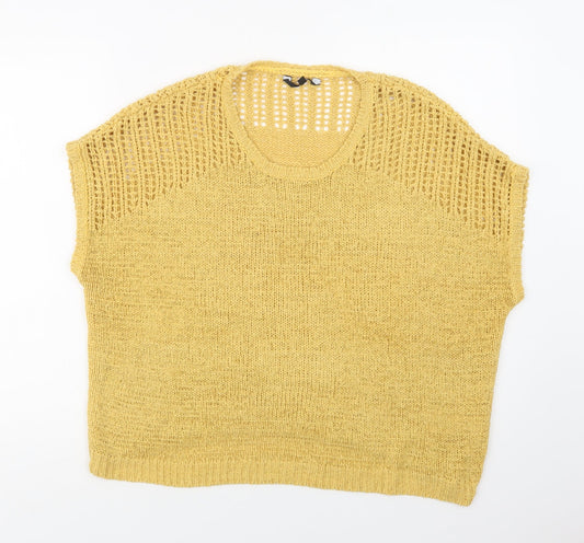 Preworn Womens Yellow Crew Neck  Acrylic Pullover Jumper Size S