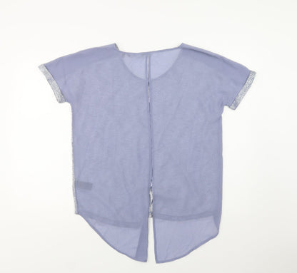 Next Womens Grey Geometric  Basic Blouse Size 10 Round Neck
