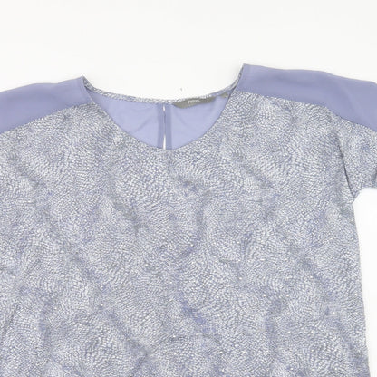 Next Womens Grey Geometric  Basic Blouse Size 10 Round Neck