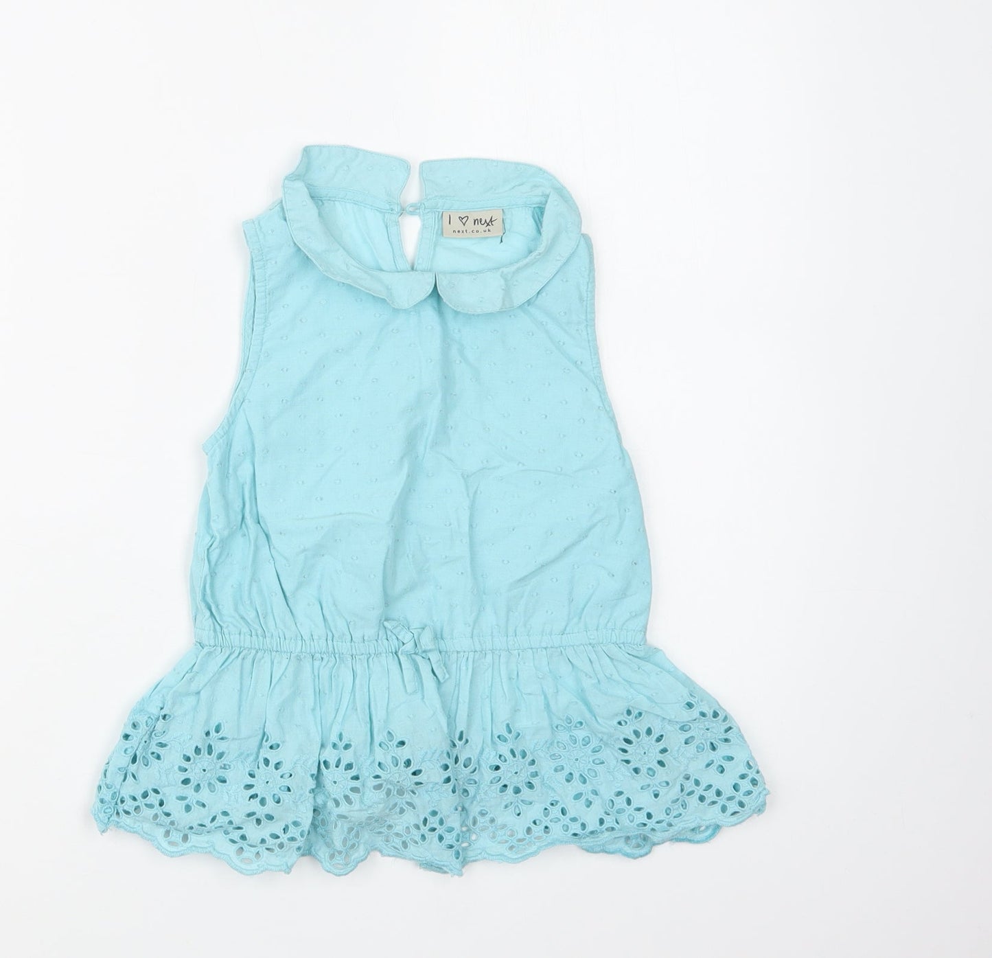 NEXT Girls Blue  Cotton Basic Blouse Size 8 Years Collared Button