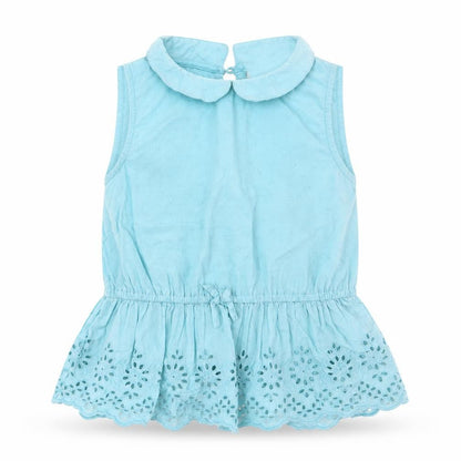 Next Girls Blue  Cotton Basic Blouse Size 8 Years Collared Button