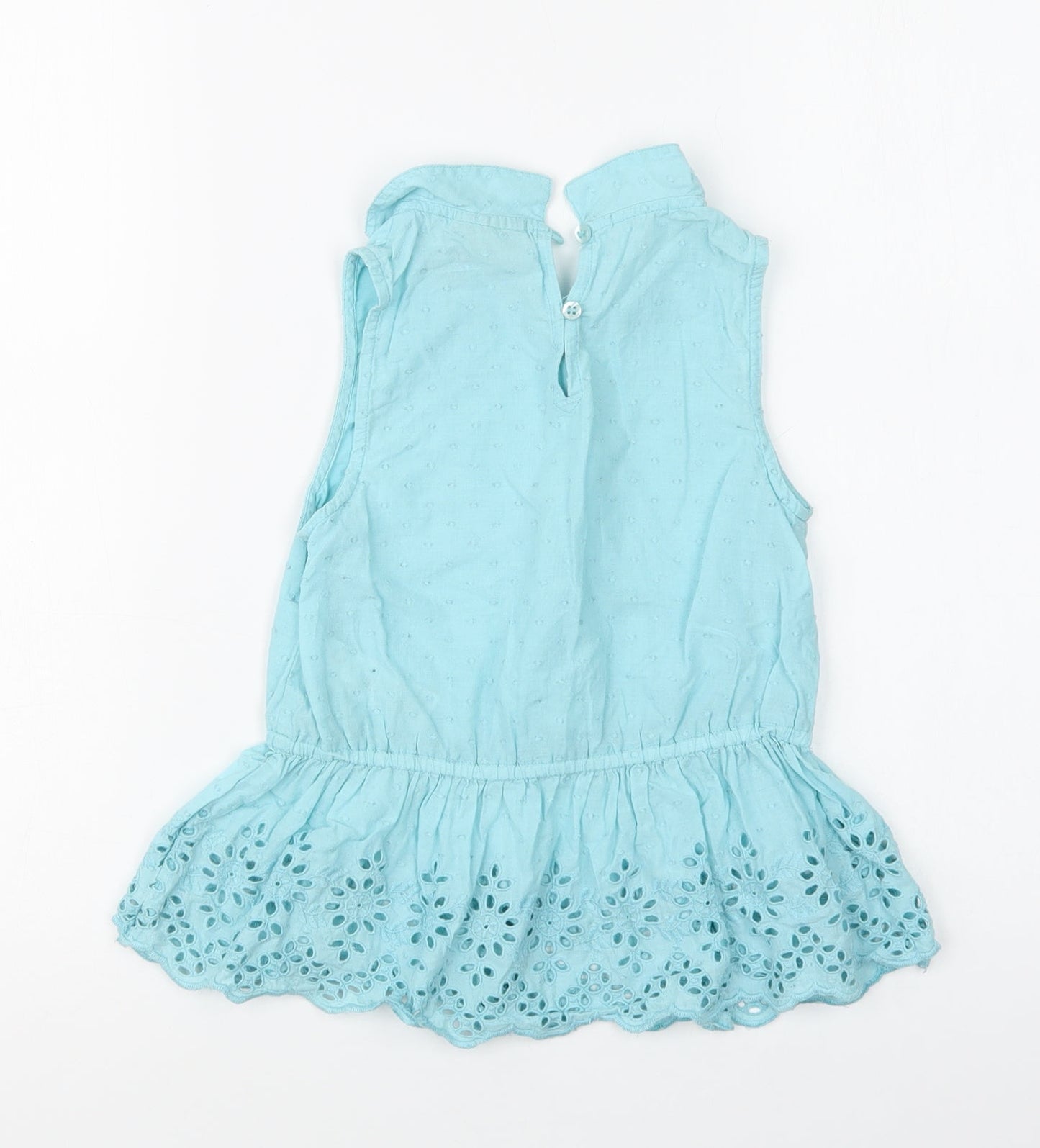 NEXT Girls Blue  Cotton Basic Blouse Size 8 Years Collared Button