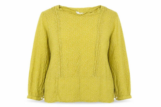 H&M Womens Yellow Floral Viscose Basic Blouse Size 10 Round Neck