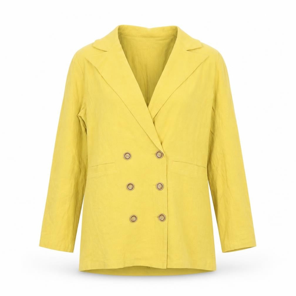 SheIn Womens Yellow  Cotton Jacket Blazer Size XS
