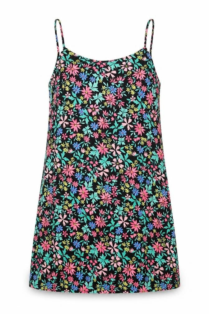 Primark Womens Black Floral Polyester A-Line  Size 12  V-Neck